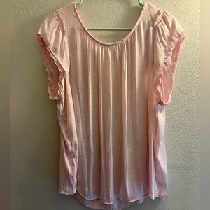 LC Lauren Conrad Pale Pink Flutter Sleeve Blouse